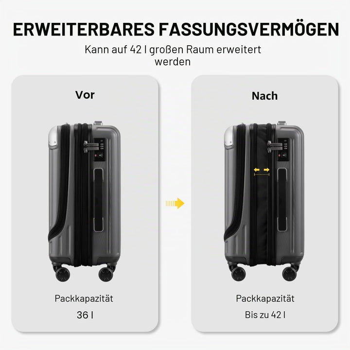 LEVEL8 Koffer Trolleys Leicht ABS+ PC Handgepäck Hartschalen-Koffer Trolley Rollkoffer Reisekoffer E