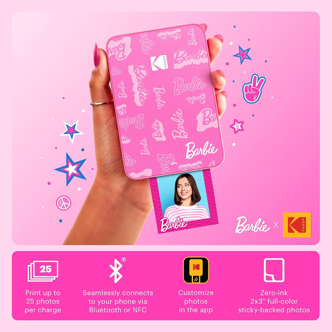 Kodak x Barbie Step Slim Kabelloser Sofortbild-Fotodrucker Barbie Starter-Bundle (Signature Style) +