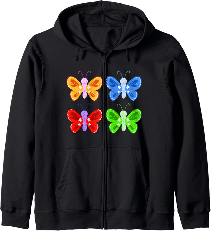 Schöne Pop Art Farben süssen Schmetterlinge Collage Kapuzenjacke