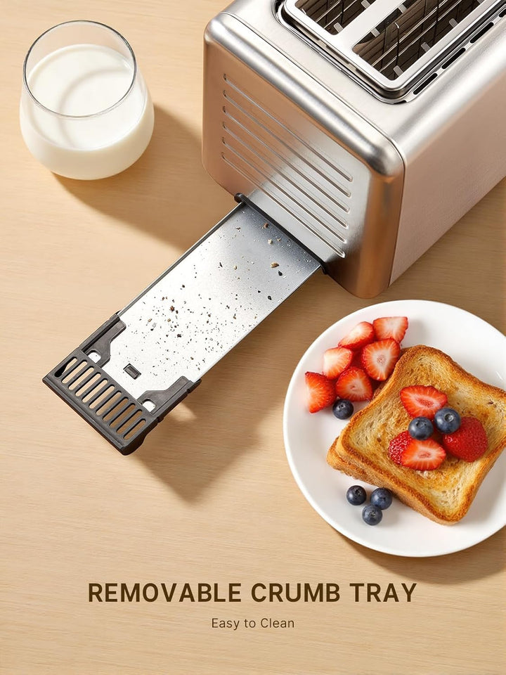Yabano Toaster 4 Scheiben mit Touchscreen &amp; Memory-Funktion, Single-Slice-Technologie, Timer, Auftau
