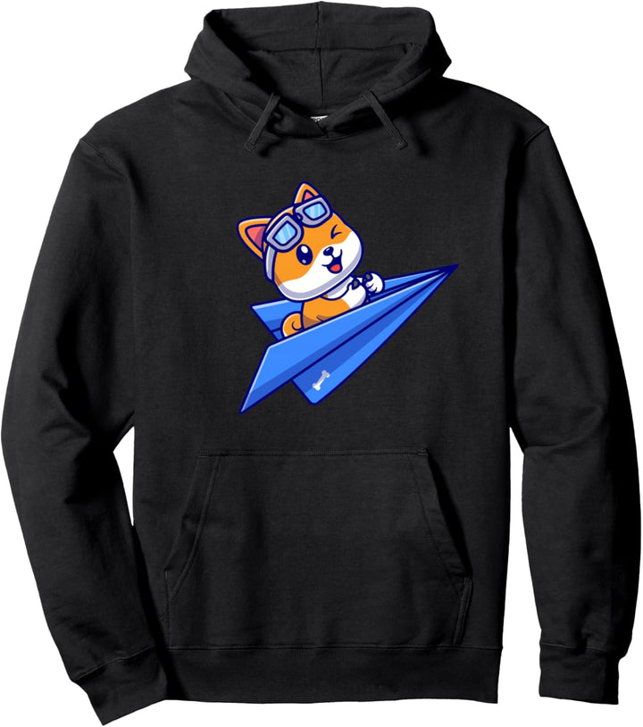 Fliegender Hund Papierflugzeug Grafikdruck Geschenk für Männer Frauen Kinder Pullover Hoodie