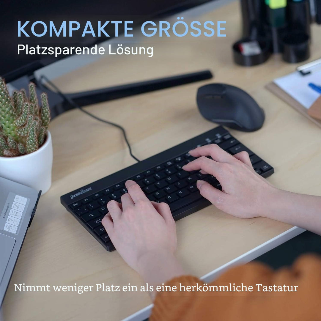 Perixx PERIBOARD-426 Mini-Tastatur mit niedrigem Profil und USB-Kabel, Schwarz, spanische Konfigurat