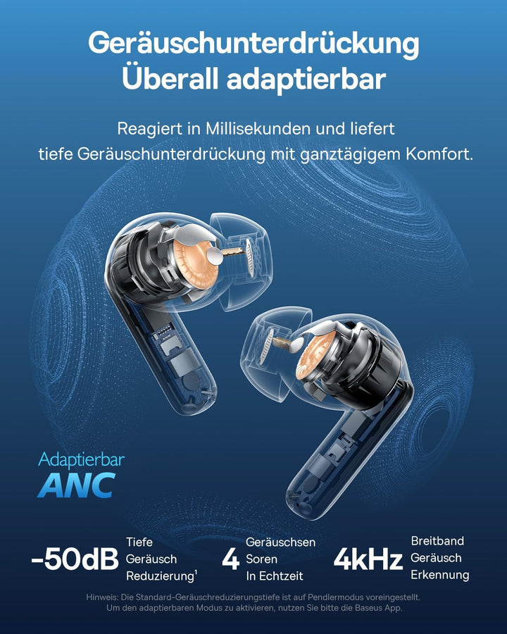 Baseus EP10 Pro In Ear Kopfhörer Kabellose, Bluetooth Kopfhörer Blau, Blau