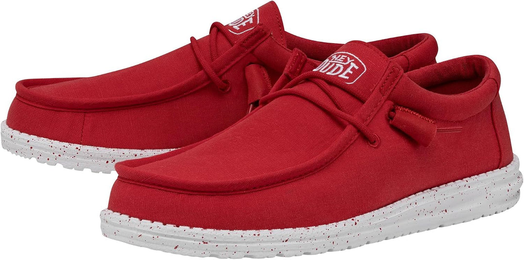 HEYDUDE Herren Wally Slub CanvasMoc Toe Shoes 41 EU Rot, 41 EU Rot