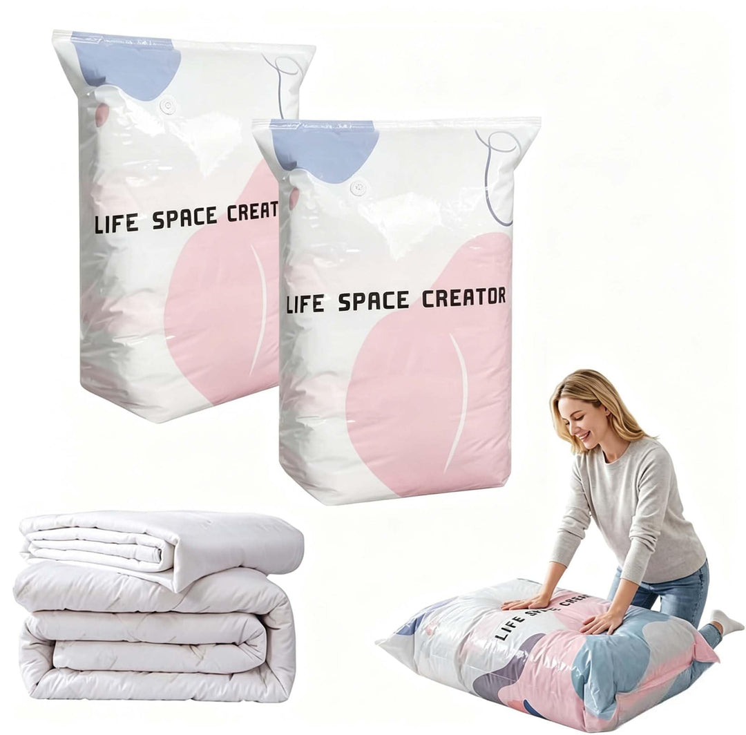 2PCS No-Pump Large Vacuum Storage Compression Bags, Vakuumbeutel ohne Pumpe, Vacuum Storage Bags,Ver