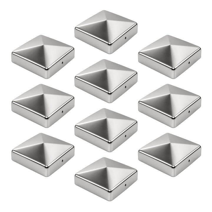 10x Edelstahl Pfostenkappe Abdeckkappe für Pfosten Pyramide 101 mm 10x10 cm
