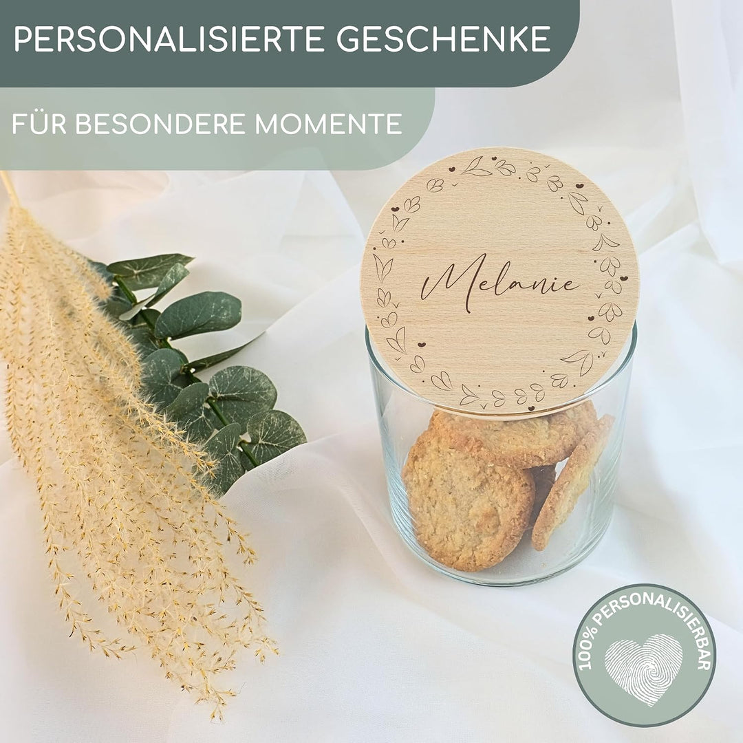 Vorratsgläser mit Deckel personalisiert mit Gravur, kleine Geschenke, Keksdose personalisiert, Danke