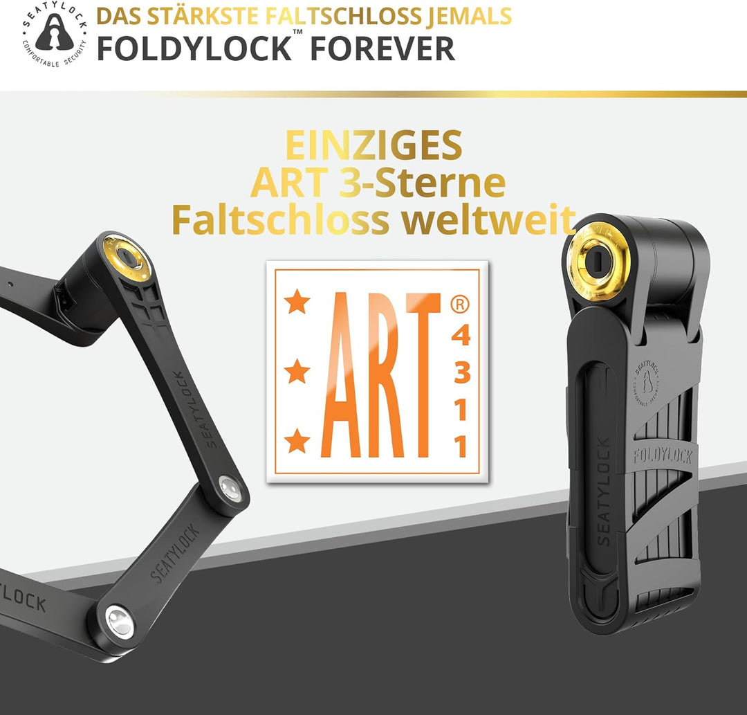 FoldyLock Forever Fahrradschloss mit Schlüssel – Patentiertes Faltschloss mit Halterung - Testsieger