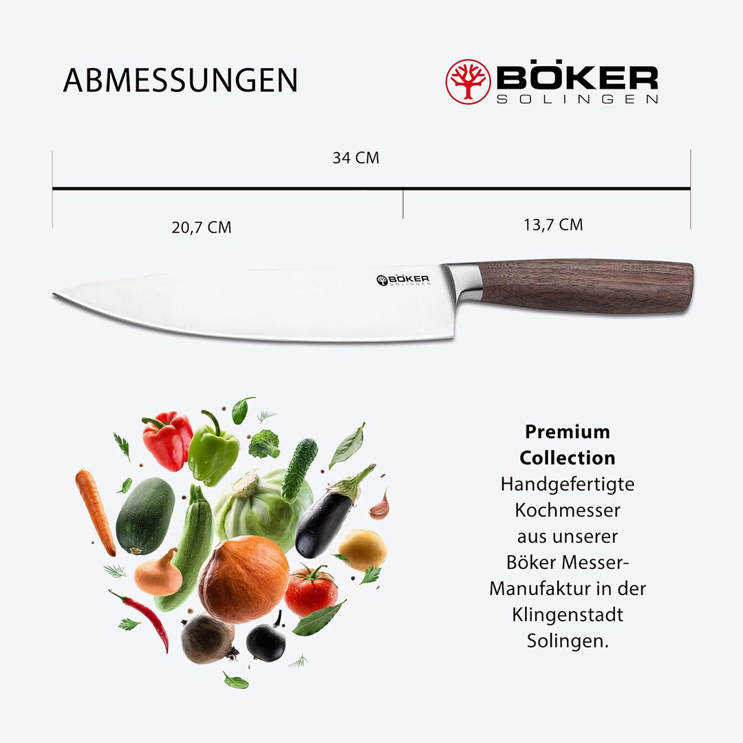 BÖKER SOLINGEN® Core Küchenmesser - Profi Chef-Messer mit extrem scharfer, geschmiedeter Klinge in G