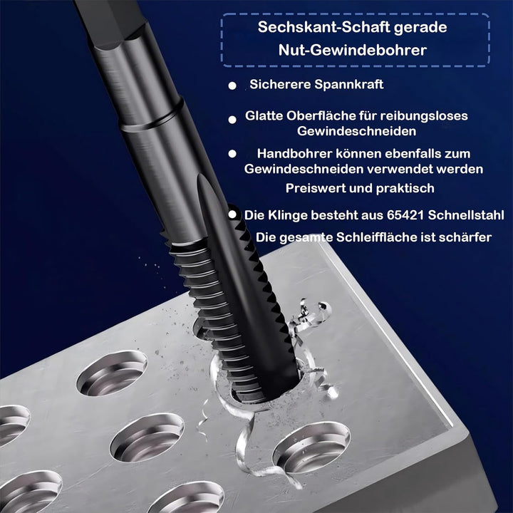 KEWAYO 5 Stück Gewindeschneider Bit Set M4 -M10, HSS Nitrieren Gewindebohrer Bit Satz, Metric Gewind