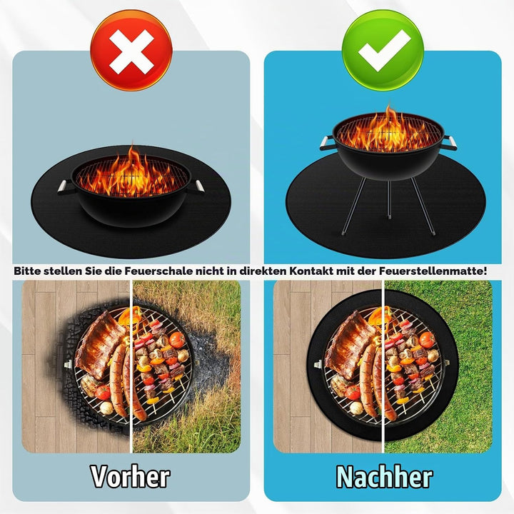 Rund Feuerfeste Unterlage, 120cm/48in BBQ Hitzeschutzmatte Wiederverwendbar Gross Grillmatte FüR Gas