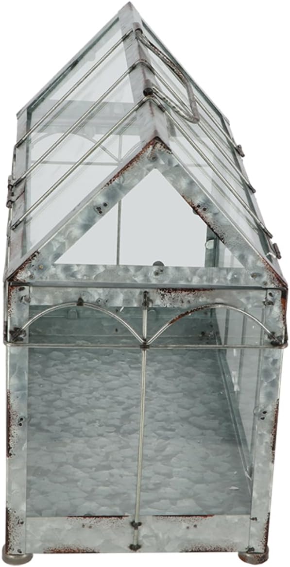 Esschert Design USA ZB22 Gewächshaus/Terrarium im Vintage-Look, silberfarben