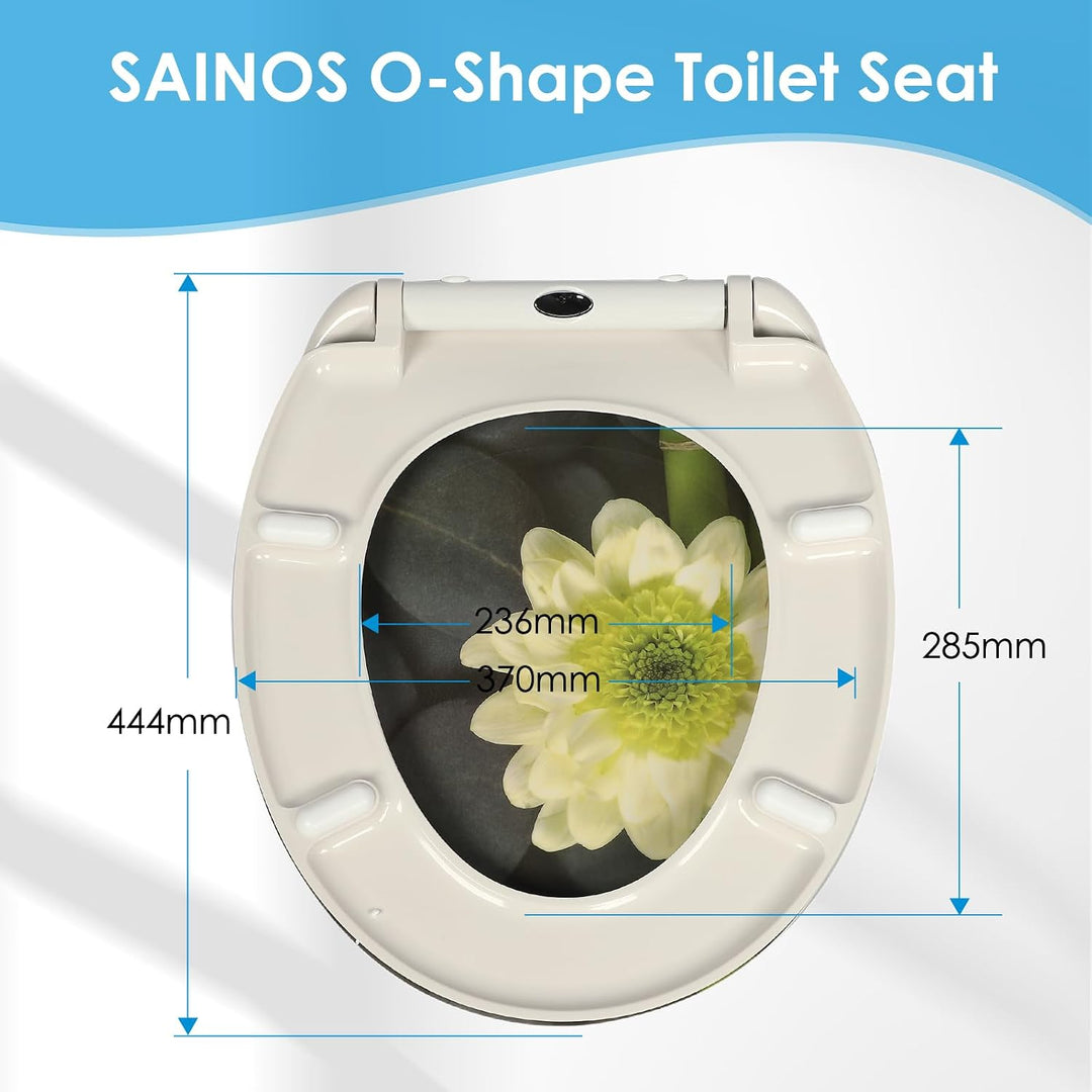 Duroplast-Toilettensitz, O-förmiger Toilettendeckel mit Soft-Close-Mechanismus, Edelstahlscharnier,