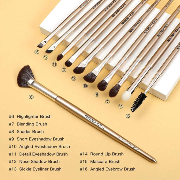 EIGSHOW 16 Stück Makeup Pinsel Set, Professionelle Makeup Pinsel, Premium Synthetik Gesicht, Augen M
