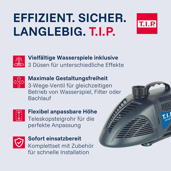 T.I.P. Wasserspielpumpe WPS 2000 R (bis 2.000 l/h Fördermenge, Förderhöhe max. 2,5 m, für den Einsat