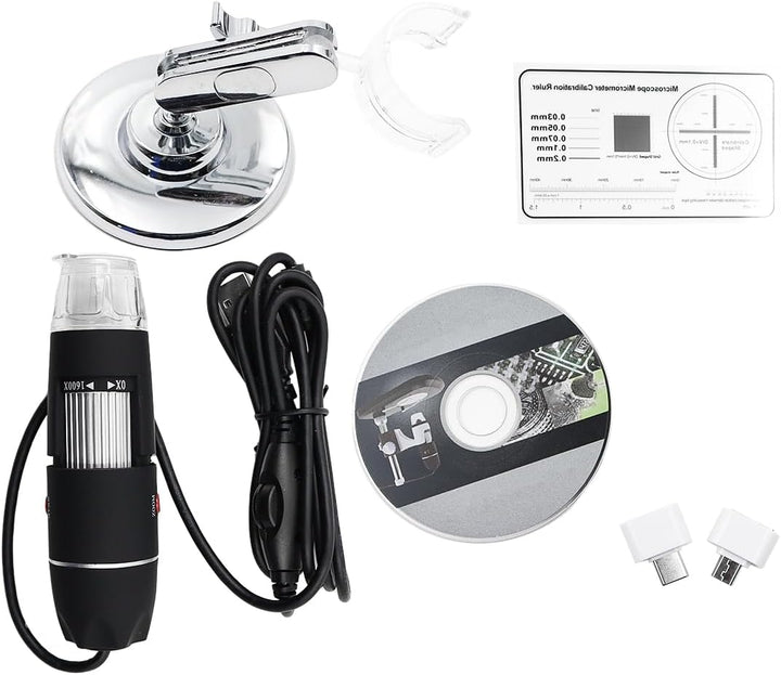 Digitales USB-Mikroskop 50X-1600X – WiFi/kabelgebundene HD-Kamera mit 8 LEDs für Android und Windows