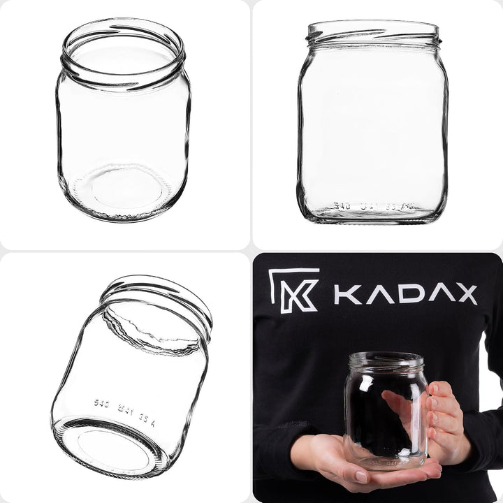 KADAX Einmachgläser 540ml TO82, Sturzgläser Mason Jar mit Schraubdeckel, Luftdichte Twist-off Gläser