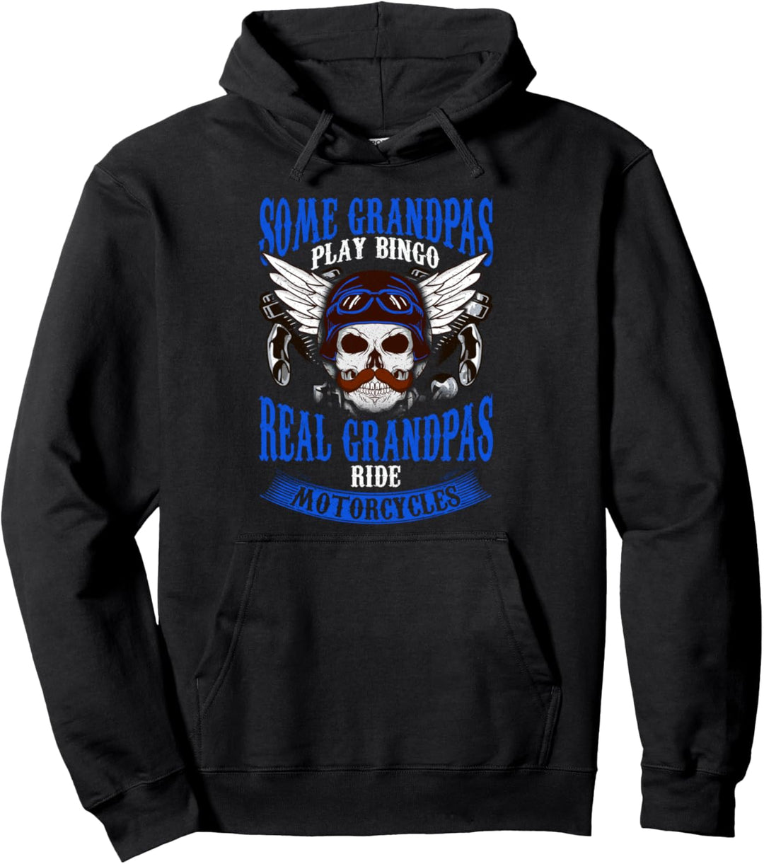 Echte Opas fahren Motorrad Geschenk Biker Papa Schädel Pullover Hoodie