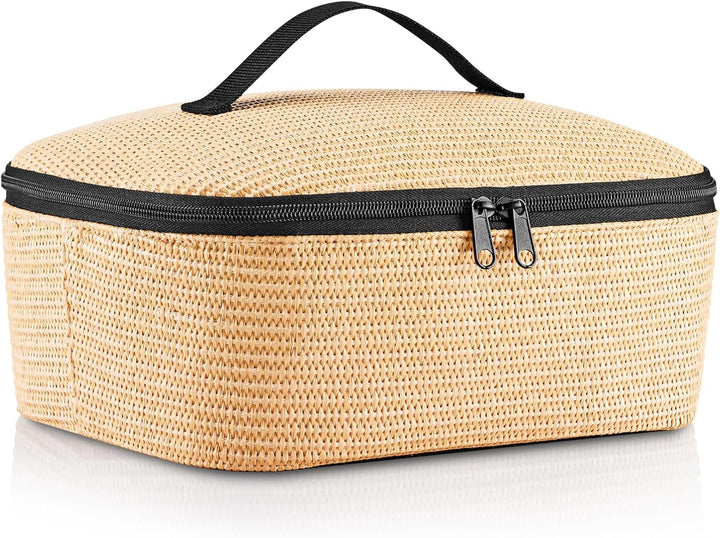 reisenthel coolerbag M Pocket Raffia Black – Kühltasche mit Obermaterial aus recycelten PET-Flaschen
