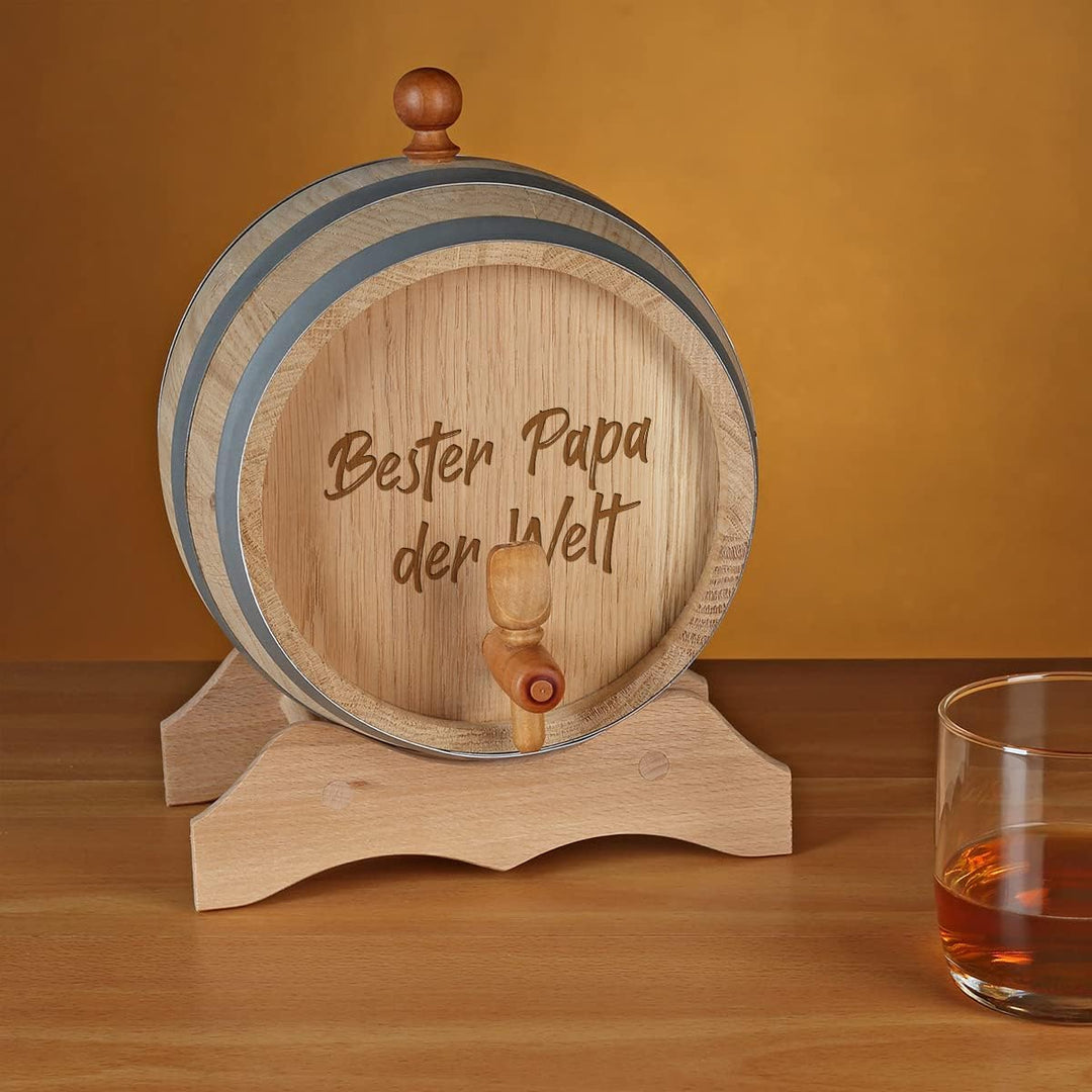 polar-effekt Holzfass 1 Liter mit Wunschgravur - individuelles Eichenfass für Whisky, Scotch, Bourbo