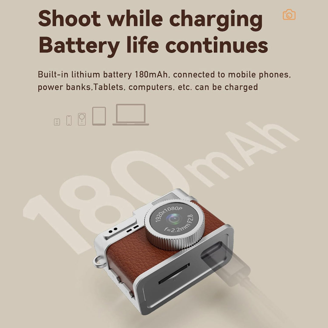 Elprico Retro -Digitalkamera, 1080p Vintage Style Point and Shoot Vlogging Camera mit Blitzlicht und