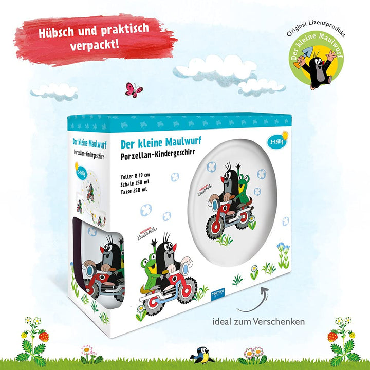 Trötsch Der kleine Maulwurf Geschirrset Motorrad, Literaturbeilage