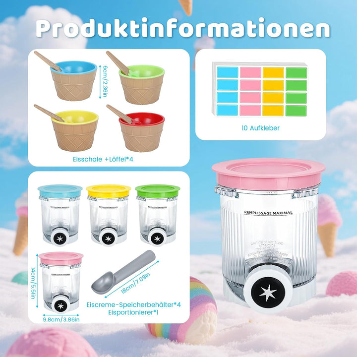Eismaschine Eiskaltes Set mit 4 Behältern, 4 Eistassen &amp; 1 Schaufel | Ninja Creami BehäLter Creami S
