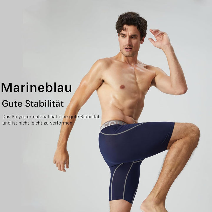 Natural Feelings Langes Bein Sport Boxershorts Herren 3er Pack Elastisch 9 Zoll Unterhosen Männer S
