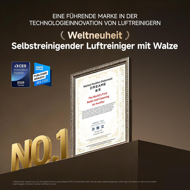 DREAME FP10 Luftreiniger, Walzen-Selbstreinigung, LoopBoost™-Luftstrom, 360°-Reinigung, CataFresh™-D