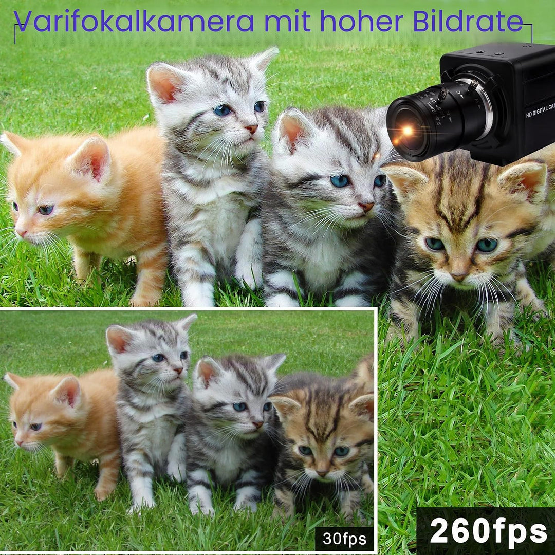 ELP Web Kamera 1080P mit 2.8-12mm Zoom Objektiv,2MP OV4689 60fps Weitwinkel Webcam Plug&amp;Play für PC,
