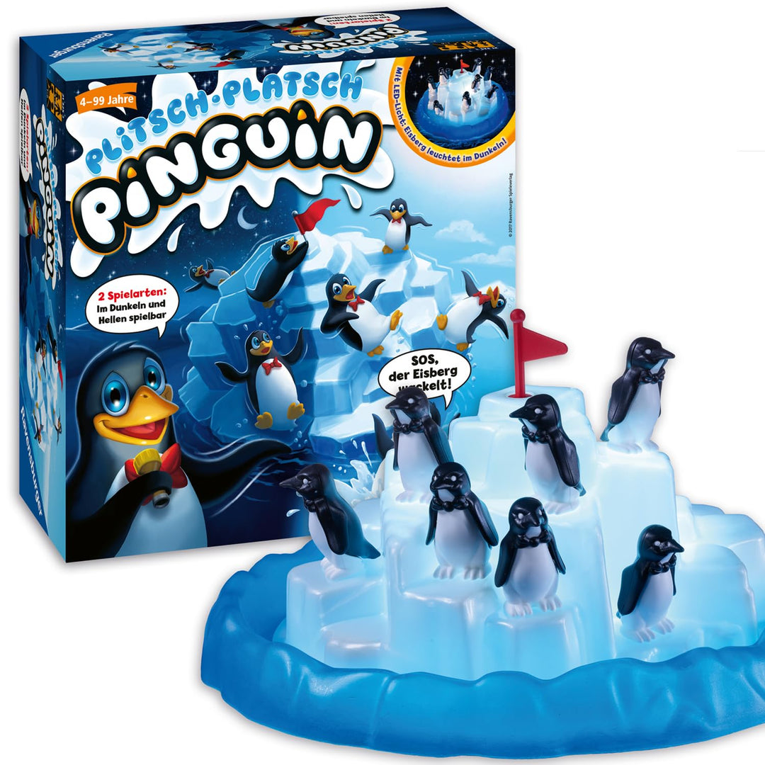 Ravensburger 21325 - Plitsch Platsch Pinguin - grosser Spielspass mit Geschicklichkeitsfaktor für Ki
