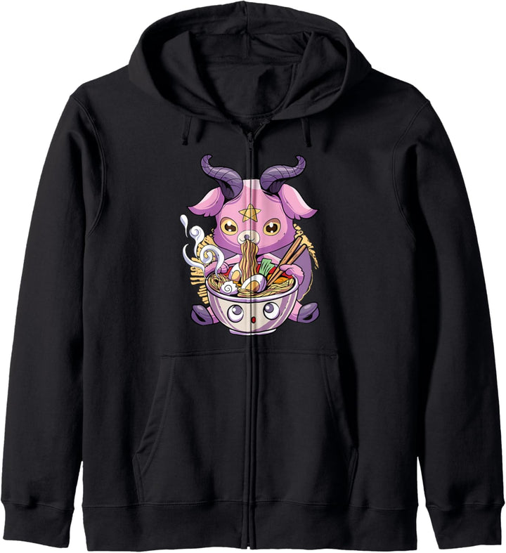 Pastell Goth Baphomet Ramen Nudeln Japan Essen Satanische Kapuzenjacke