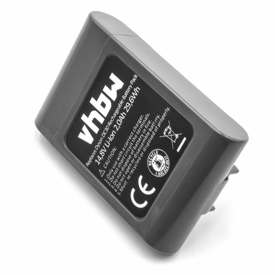 vhbw Akku kompatibel mit Dyson DC30 White, DC35, DC30 Staubsauger Grau (2000 mAh, 14,8 V, Li-Ion)