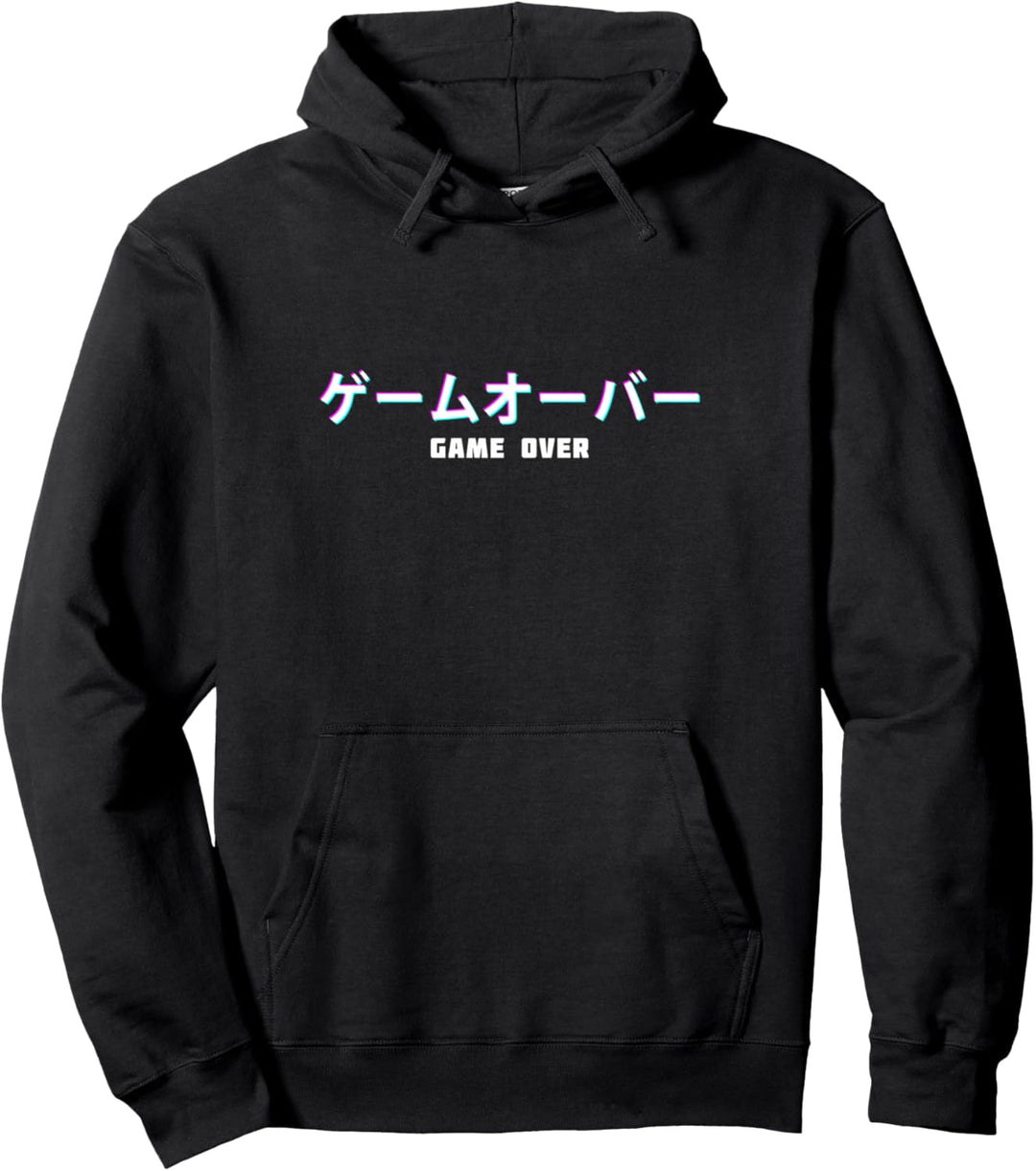 Game Over Japanese Text Sad Vaporwave Aesthetic Pullover Hoodie