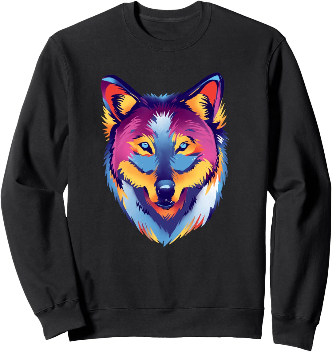 Farbenfroher Wolf Wildlife Sweatshirt