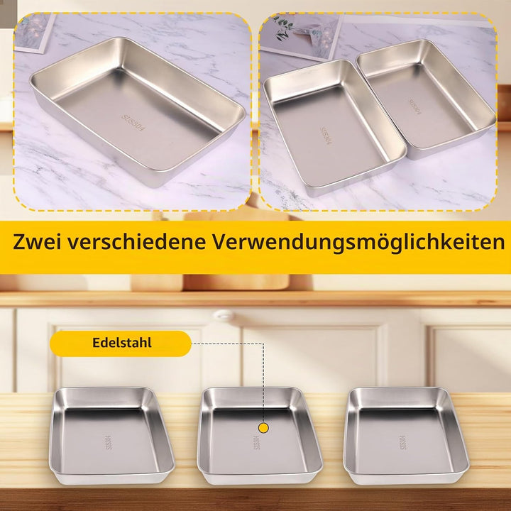 Panierschalen Set 3 Teilig With Edelstahl Panier-Set,Lebensmittelqualität Echteckige Behälter aus Ed