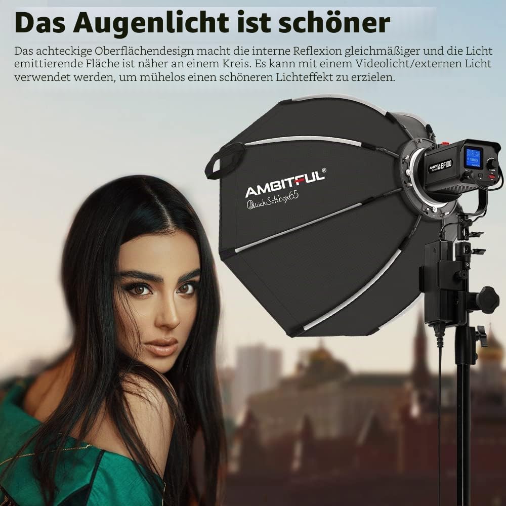 AMBITFUL 90cm/35.4inch Bowens Mount Octagon Umbrella Softbox Quick Installation Softbox + Honeycomb