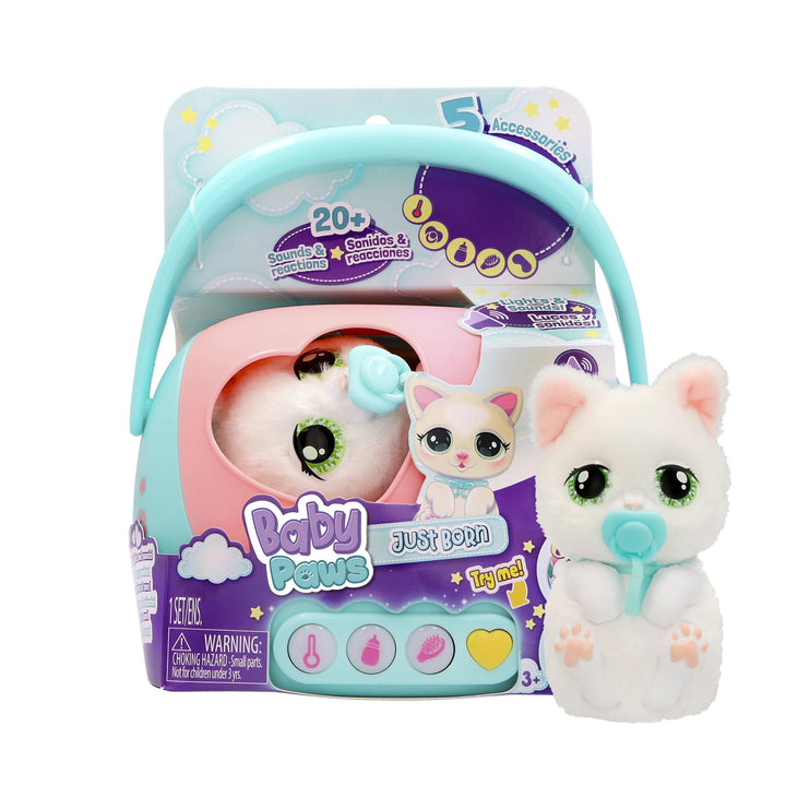 Baby Paws JUST Born Kitty INTERAKTIVE Haustiere Haustiere mit Einer elektronischen Transportbox mit