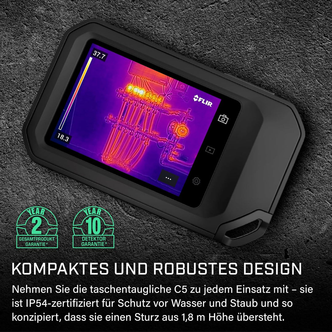 FLIR C5, Profi-Thermokamera, leistungsstark und kompakt mit WLAN, misst Temperaturen bis 400 °C (752