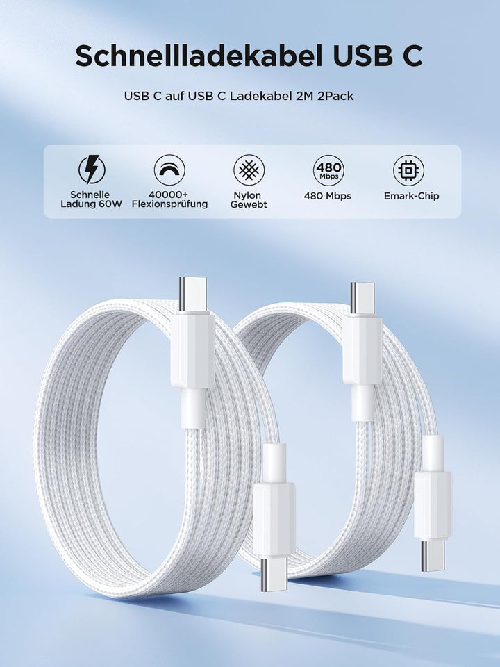 USB C Ladegerät, 2er Pack Handy Netzteil Ladegeräte Mehrfach Ladestecker USB C Power Adapter 20W Sch