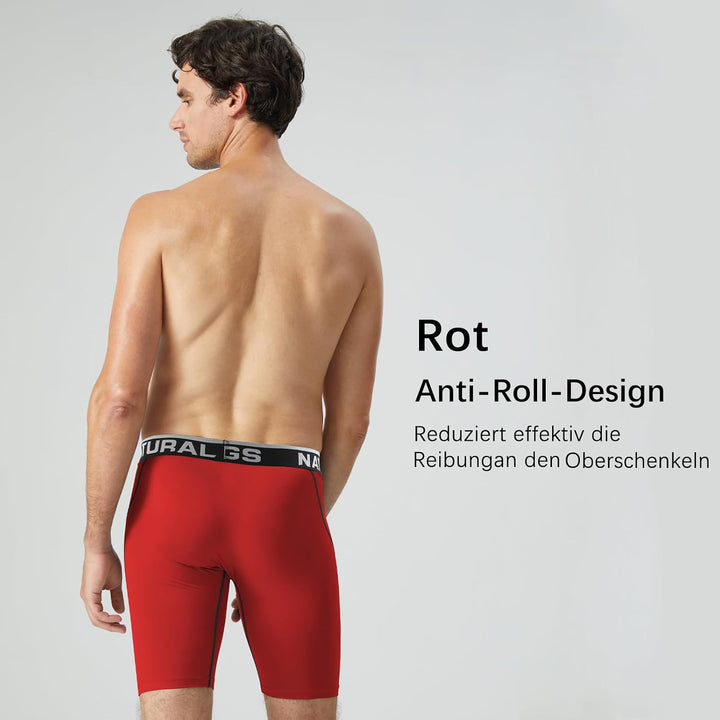 Natural Feelings Langes Bein Sport Boxershorts Herren 3er Pack Elastisch 9 Zoll Unterhosen Männer S