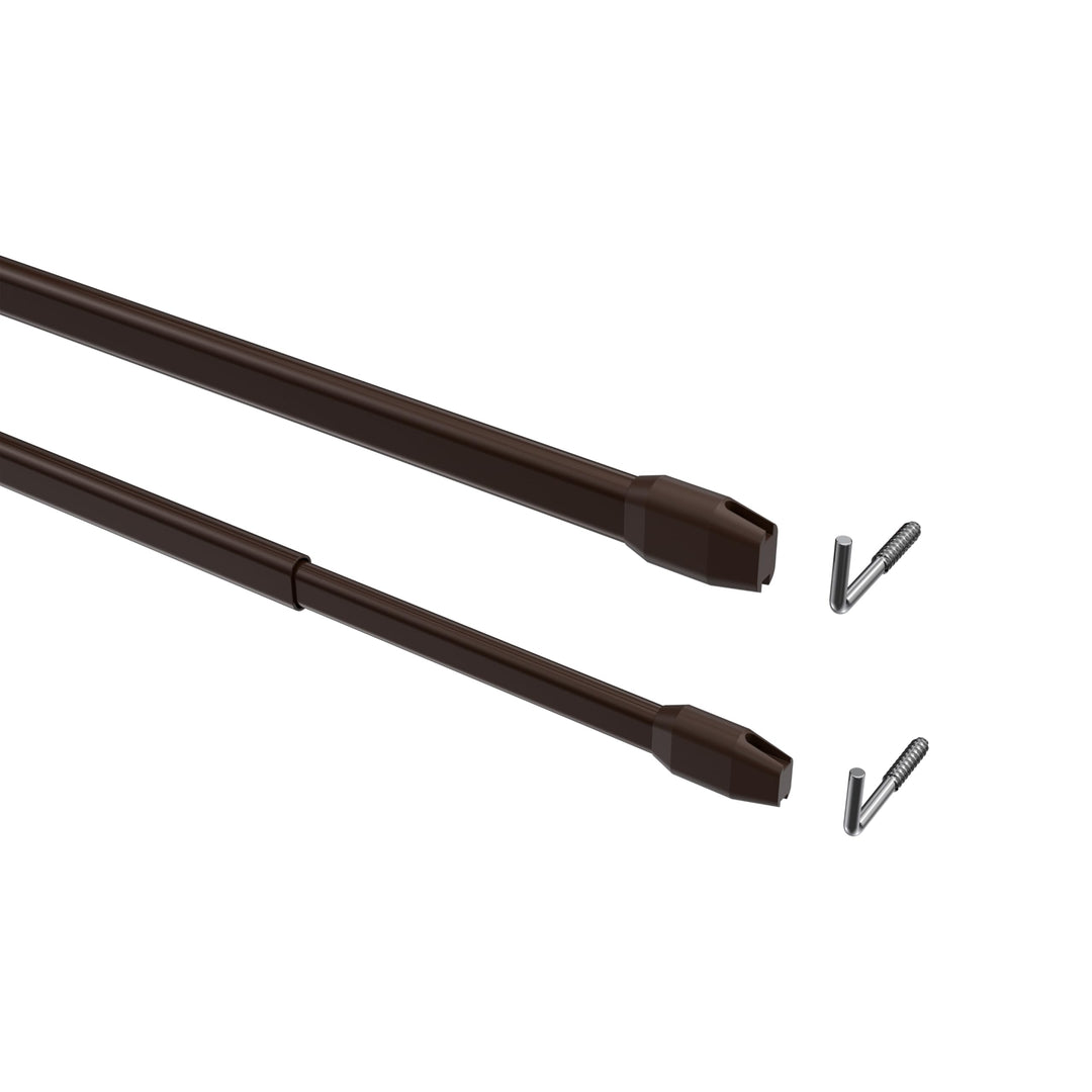 Interdeco Vitragestangen/Scheibenstangen Braun (2 Stück), ausziehbar 80-140 cm, 80-140 cm