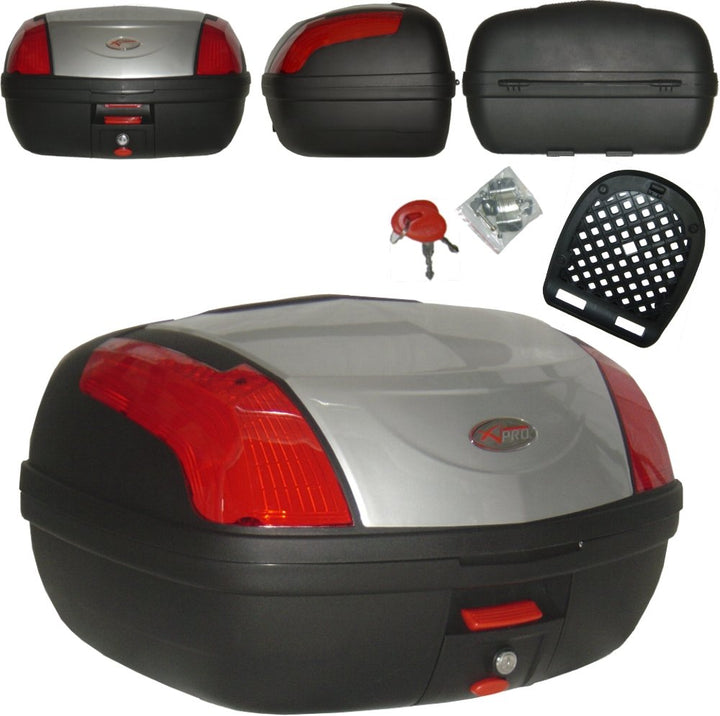 A-Pro Top Case Box 46 LT Universal Quick Rlease Motorcycle Scooter Luggage Silver