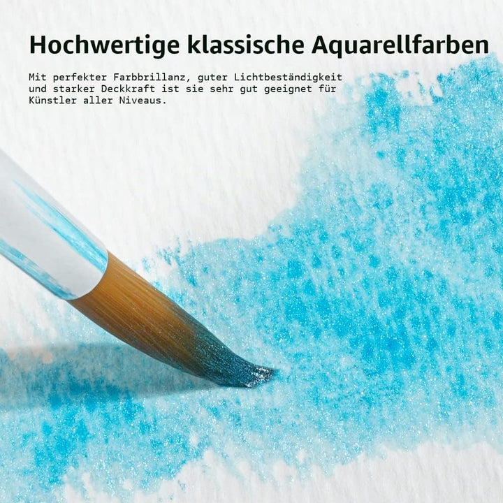 Paul Rubens Aquarellfarben Set Pearl, 36 Classic und Glossy Farben, hohe Deckkraft, gute Lichtechthe