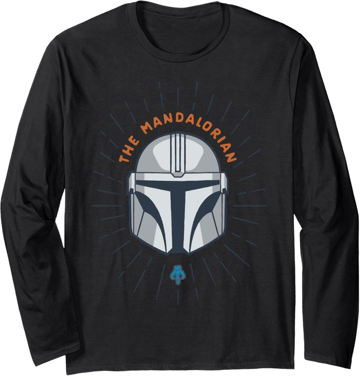 Star Wars The Mandalorian Cartoon Portrait Langarmshirt