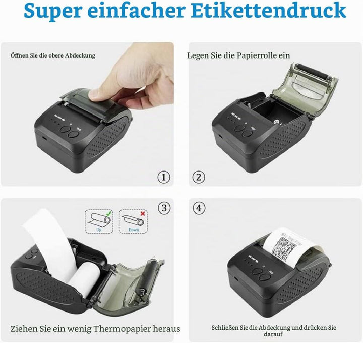NETUM Kabelloser Bluetooth-Belegungs-Thermodrucker (DE), tragbarer persönlicher Rechnungsdrucker, 58
