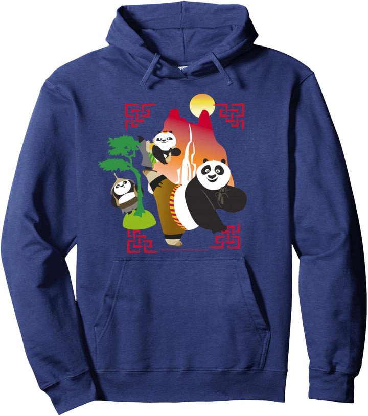 Kung Fu Panda Po And Bao Training Sunset Pullover Hoodie
