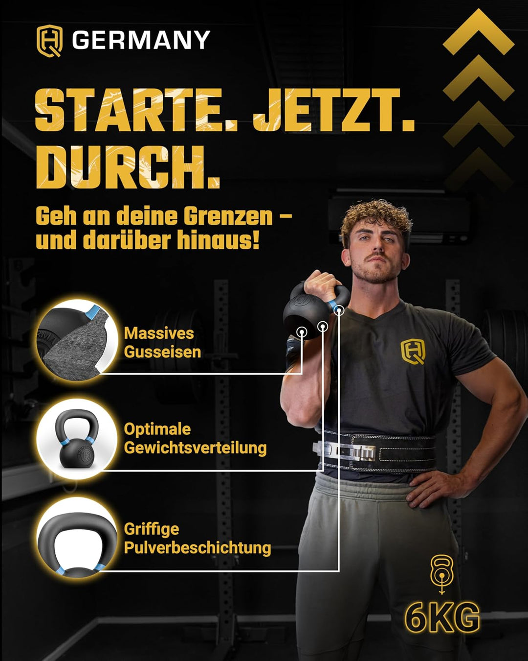 HQ Germany® Powdercoat Kettlebell | Vollguss | 2-32kg | Starter-Sets | ±2,0% Gewichtstoleranz 06KG,