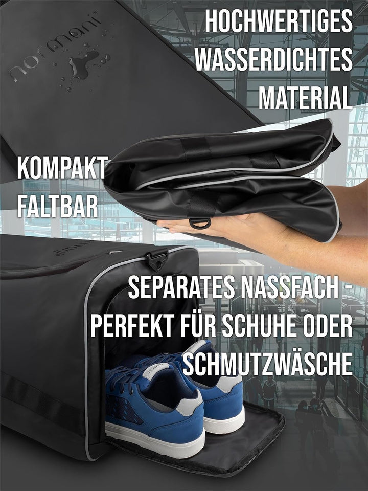 Reisetasche Sporttasche 58 90 oder 120 Liter mit Rucksack-Funktion faltbar mit separatem Nassfach Sc