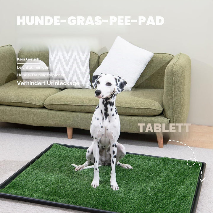 MEEXPAWS Grosse Hundetoilette aus Kunstrasen mit Tablett | 85×59 cm|2 Robustes Gras-Ersatzset| Schne
